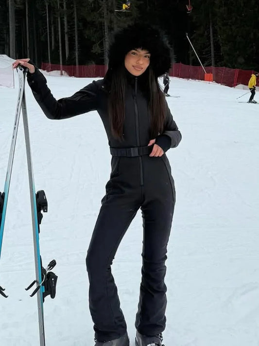 Women's Fur Hooded Ski Set