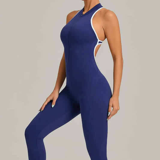 Jumpsuit hip lift zipper backless